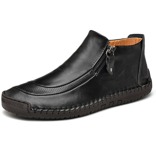 Damen Elegante und bequeme Lederschuhe mit Reißverschluss EB