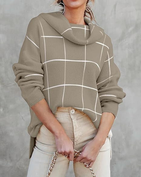 Damen Kariertes Hoodie mit Taschen und lässigem Schnitt EB