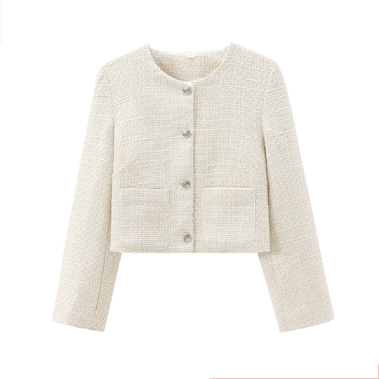 Damen Kurz Geschnittene Designer-Jacke mit Strukturiertem Stoff EB