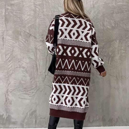 Damen Strickjacke mit geometrischem Muster EB