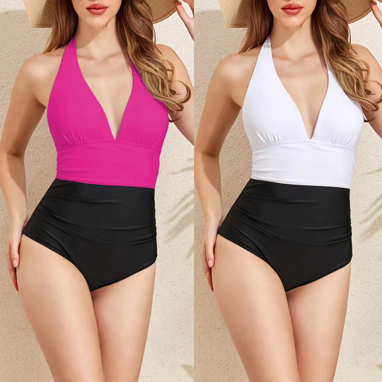 Damen Eleganter Halterneck-Badeanzug mit modischem Schnitt EB
