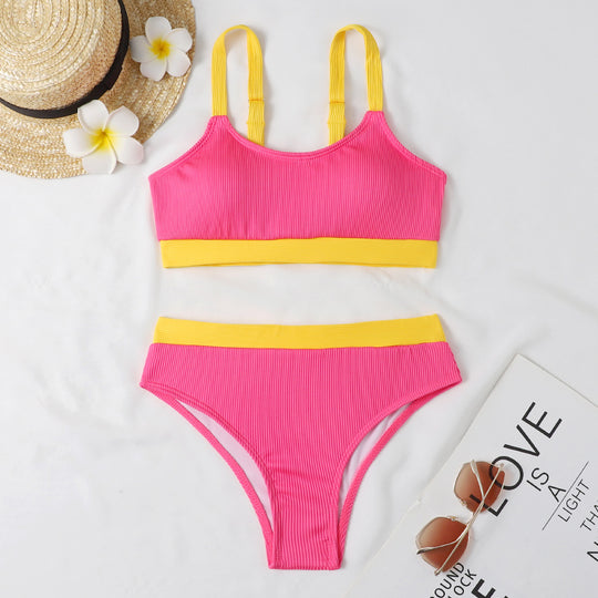 Damen Bikiniset mit raffiniertem Rippdesign und verstellbaren Trägern EB