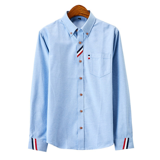 Herren nan modernes Oxford-Hemd mit Button-Down-Kragen, Brusttasche und dezenter Streifenverzierung EB