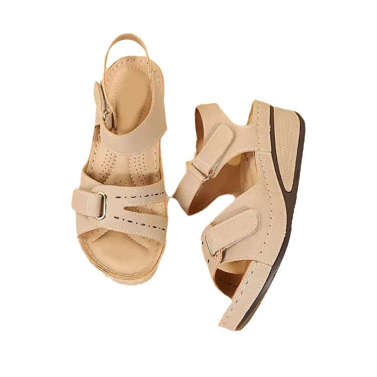 Damen Komfort-Sandalen mit verstellbaren Klett- und Schnallenriemen sowie ergonomischem Fußbett EB