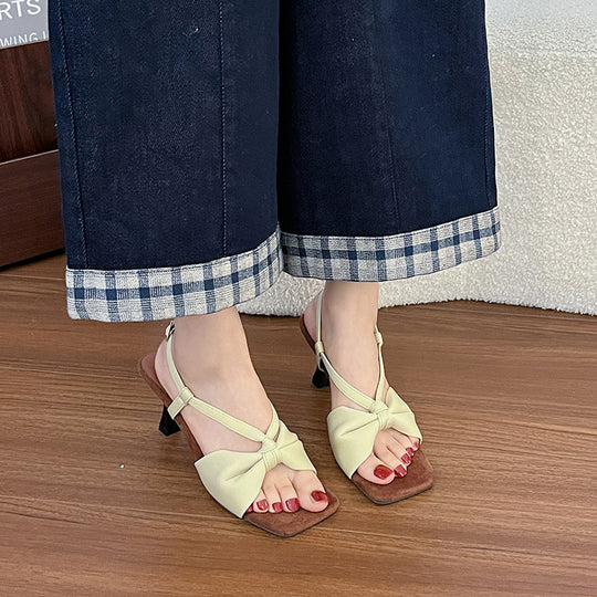 Damen Sling-Sandalen mit dekorativem Knotendesign und elegantem Absatz EB