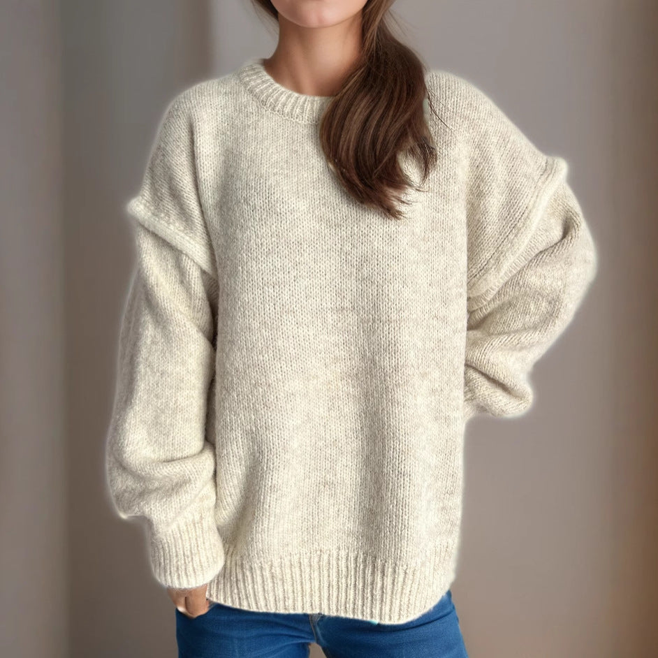 Damen Grobstrickpullover mit lässigem Schnitt und strukturiertem Design EB