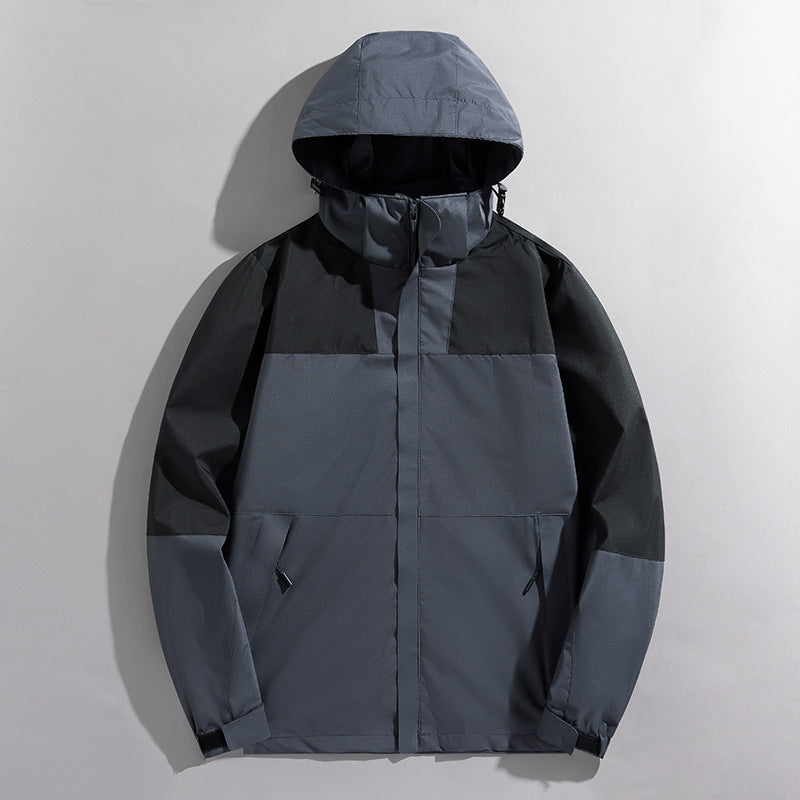 Herren dreilagige Shelljacke mit verschweißten Nähten verstellbarer Kapuze und winddichter Front EB