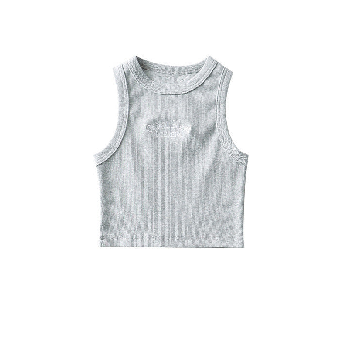 Damen-Crop-Top mit hohem Kragen und dezentem Schriftzug EB