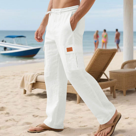 Herren nan maritime Strand-Cargohose im Relaxschnitt mit elastischem Tunnelzugbund EB