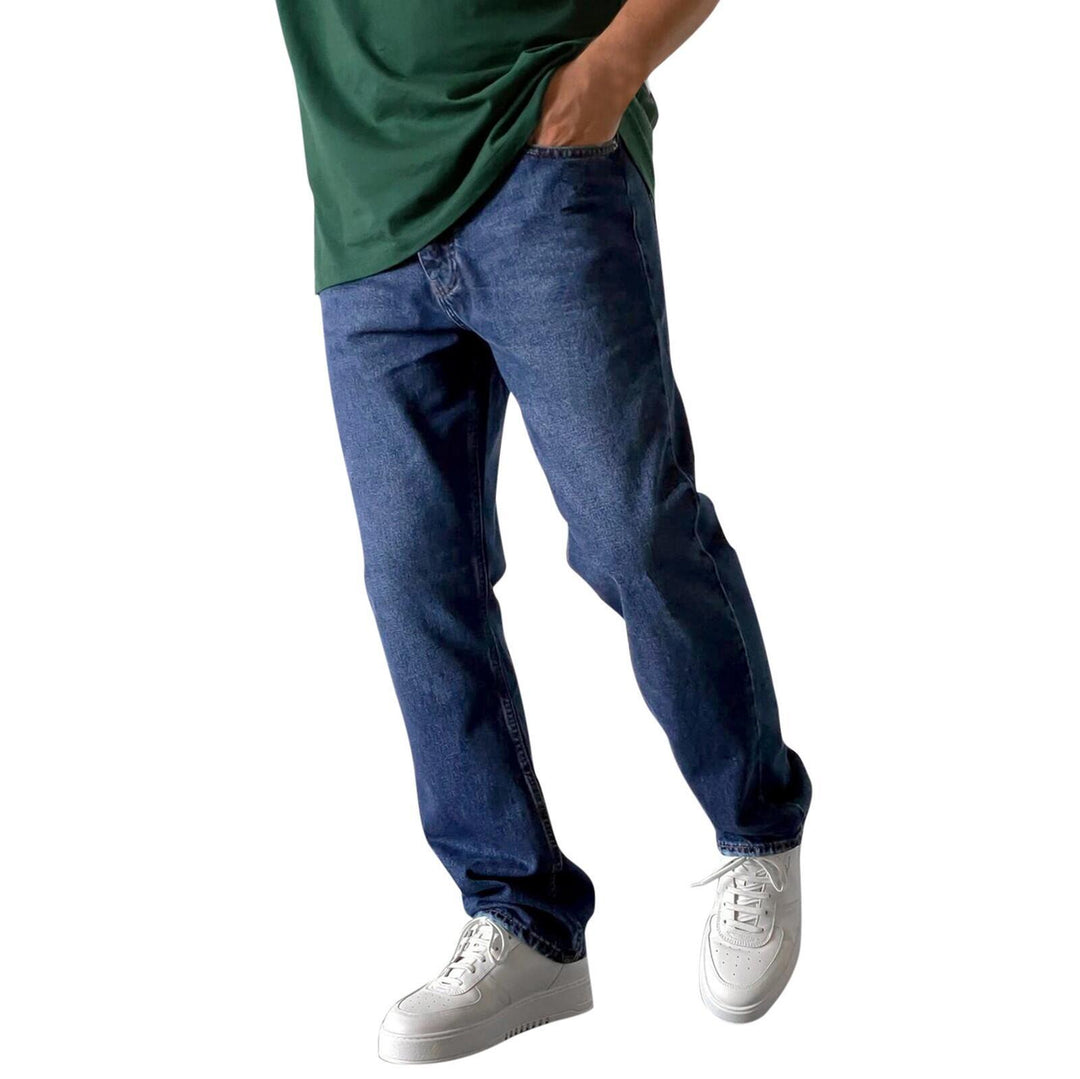 Herren nan lockere Straight-Leg Jeans mit elastischem Bundsaum und entspannter Passform EB