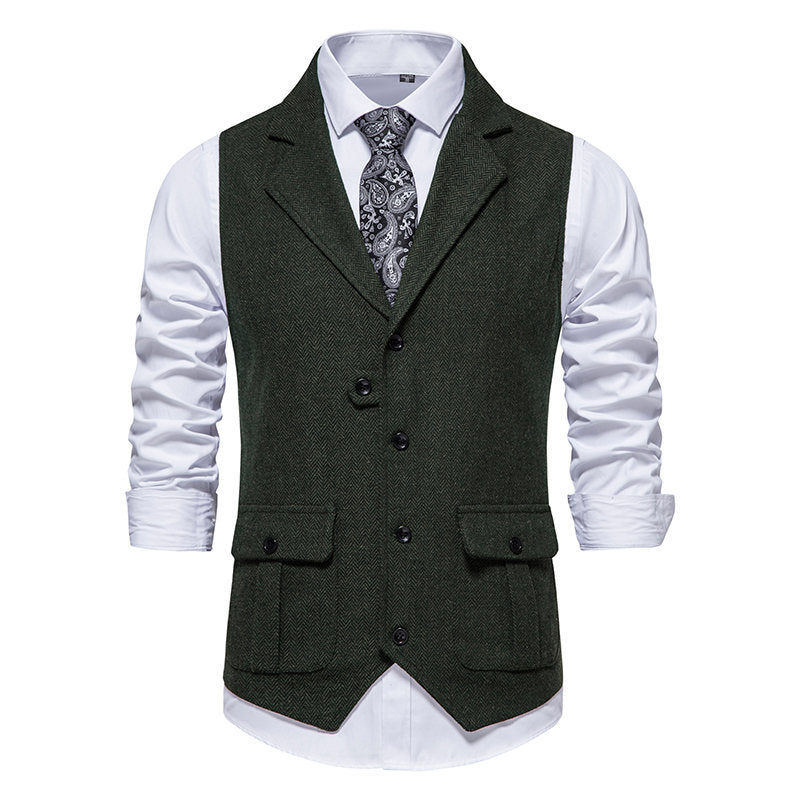 Herren elegante Weste mit strukturiertem Hahnentritt-Muster EB