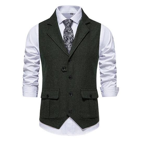 Herren elegante Weste mit strukturiertem Hahnentritt-Muster EB