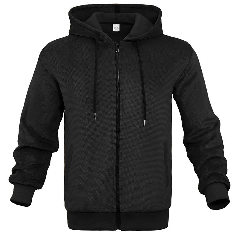 Herren sportlicher Zip-Hoodie aus atmungsaktivem Material mit Taschen EB