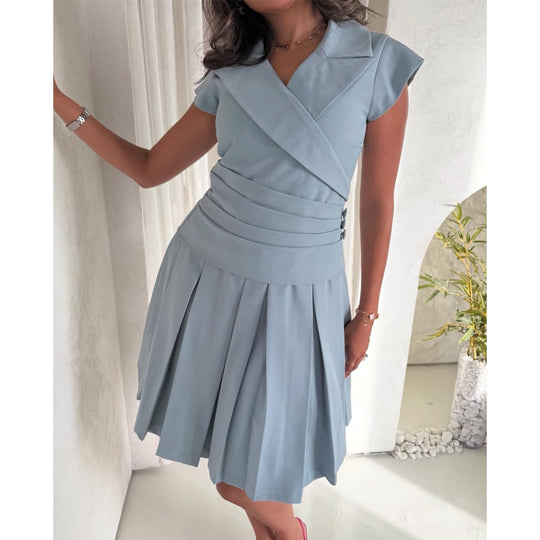 Damen Wickelkleid mit elegantem Taillengürtel und femininem Faltenrock EB