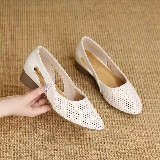 Damen elegante Ballerinas mit atmungsaktivem Lochdesign EB