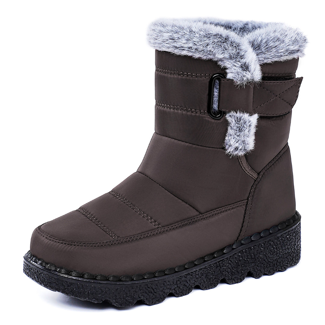 Damen Warmgefütterte Winterstiefel mit rutschfester Sohle und verstellbarem Riemen EB