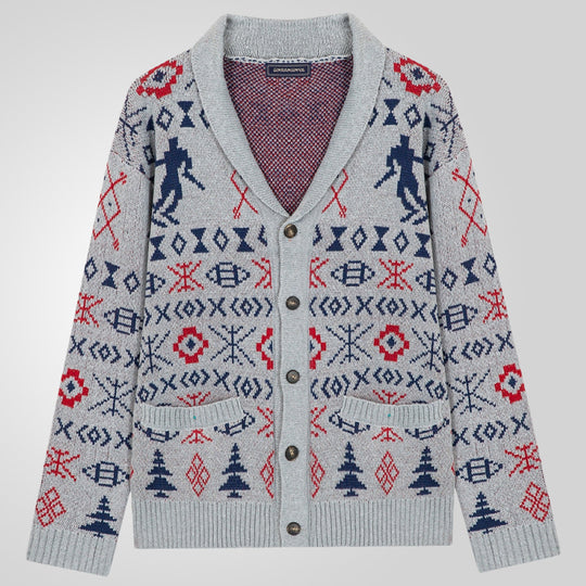 Herren Strickjacke mit exklusivem Norweger-Muster und praktischen Taschen EB