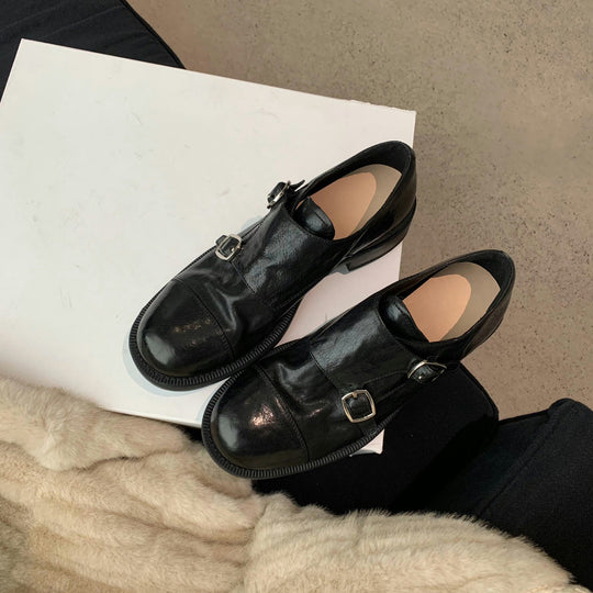 Damen elegante Schnürschuhe mit dekorativen Schnallen EB
