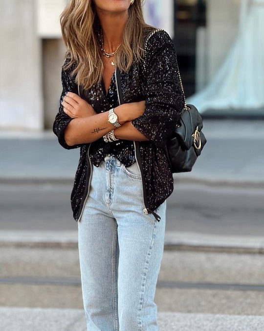 EB | Pailletten Baseballjacke