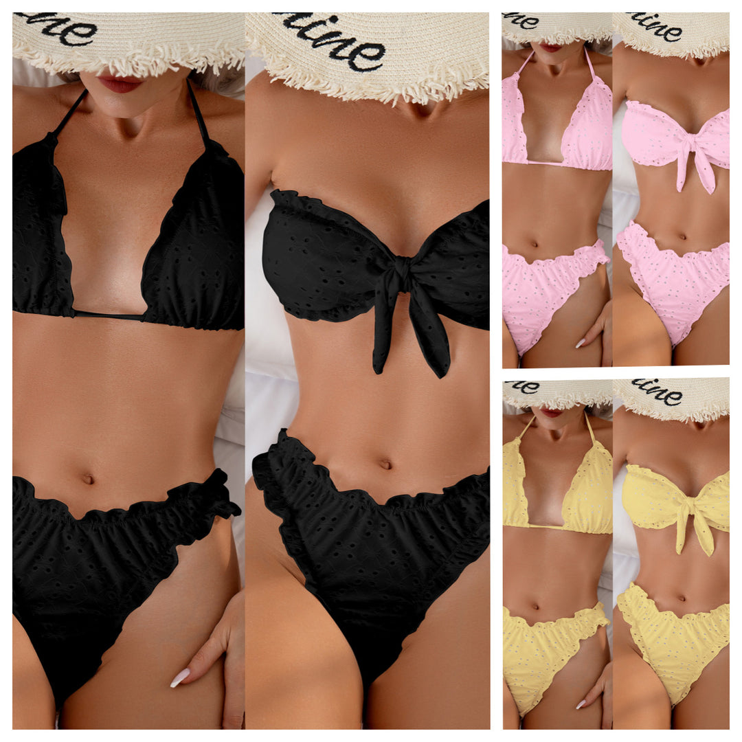 Damen Bandeau-Bikini mit verspieltem Rüschendesign EB
