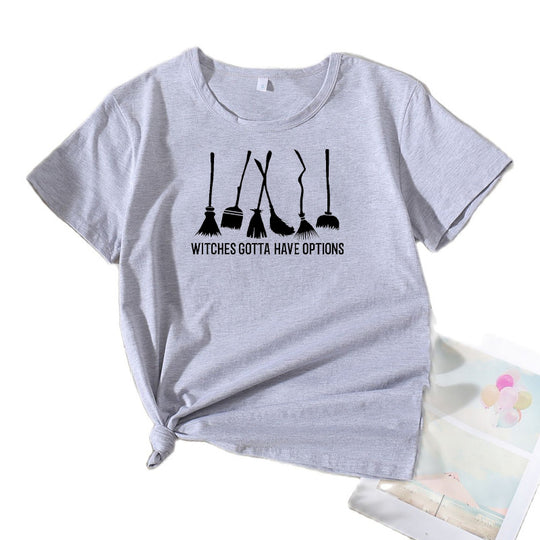 Frauen Grafik Besenstiel Humor T-Shirt Heidi-Mode