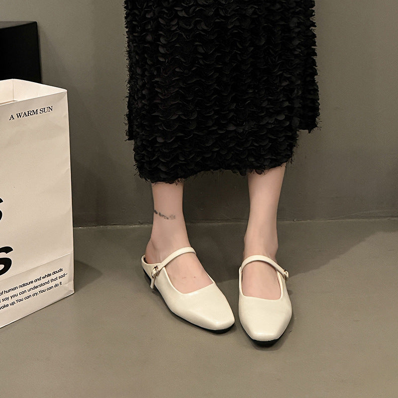Damen elegante Slingback-Pantoletten aus hochwertigem Leder mit modischem Riemen EB