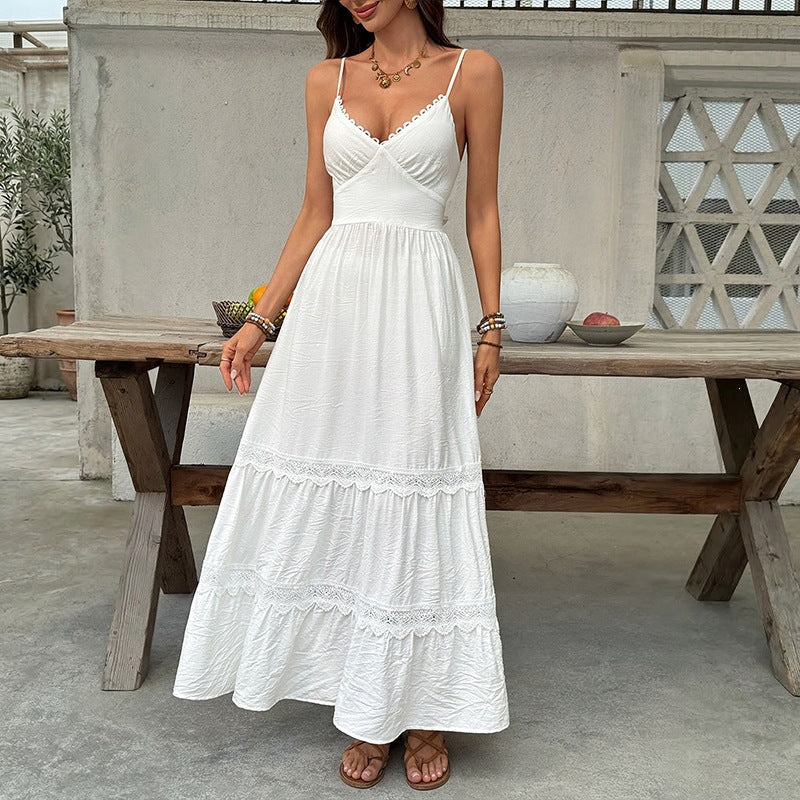 Damen Elegantes Maxikleid mit Crinkle-Beauty und Rüschendetails EB