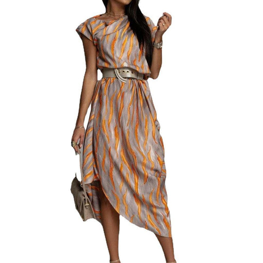 Damen Maxi-Kleid mit elegantem Wickel-Design und seitlichem Gürtel EB