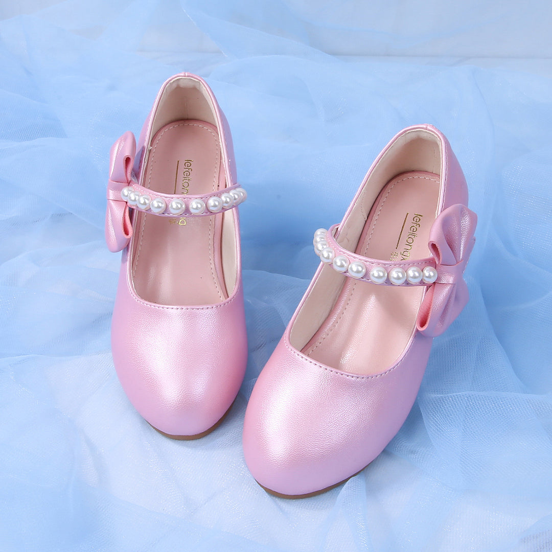 Mädchen elegante Ballerinas mit Schleifen- und Perlenakzenten EB