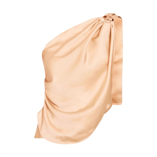 Damen asymmetrisches Satin-Oberteil mit drapiertem Abschluss EB