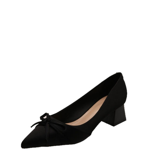 Damen Elegante Pumps mit zartem Schleifen-Detail und komfortablem Blockabsatz EB