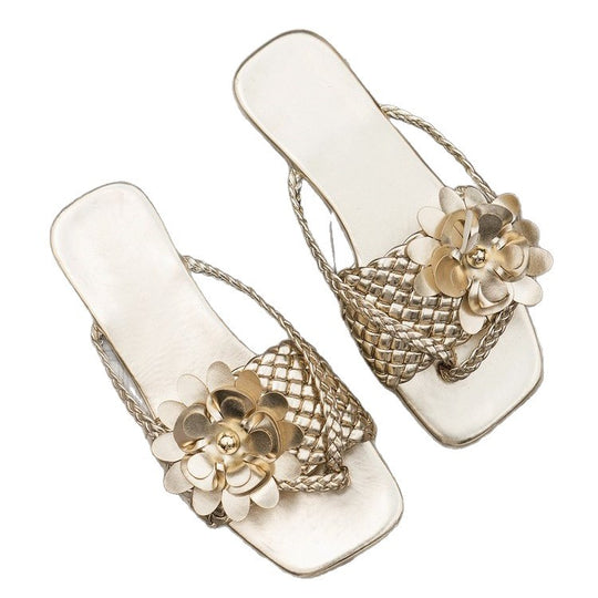 Damen modische Riemchensandalen mit Blumendesign EB