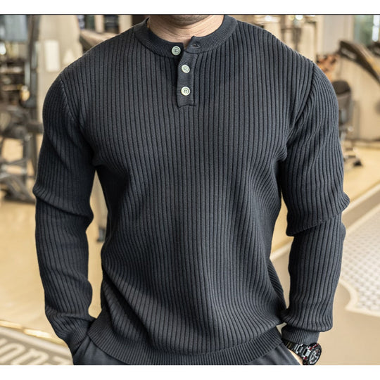 Herren Langarm Pullover mit strukturiertem Rippenstrick EB