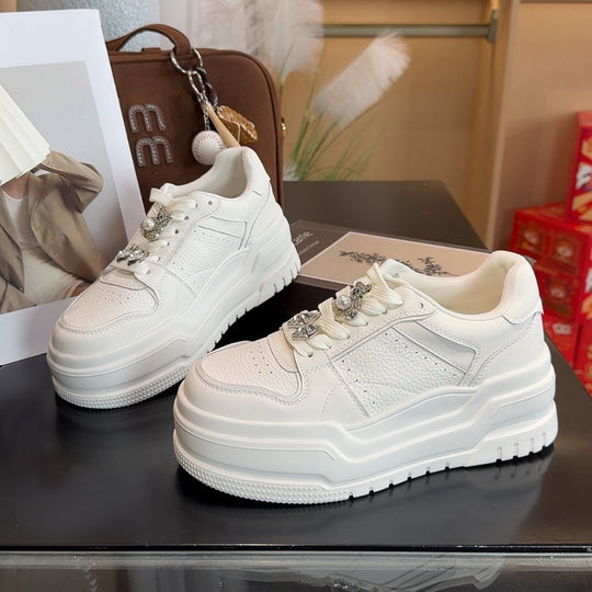 Damen modische Plateau-Sneaker mit besonderem Glitzerverzierung und atmungsaktiver Struktur EB