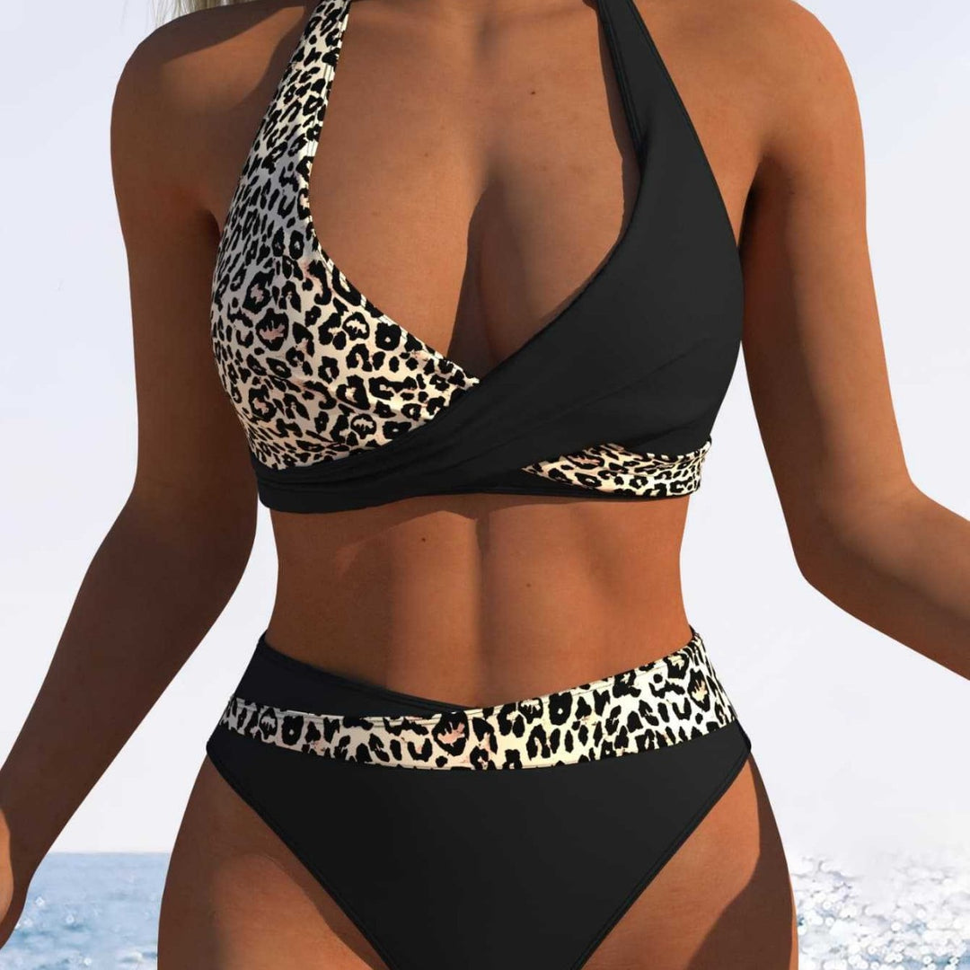Damen Bandeau-Bikini mit floralem Muster und hohem Beinausschnitt EB