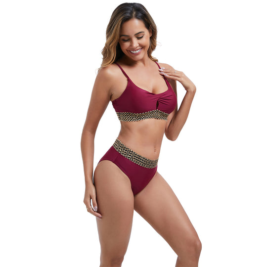 Damen Hochtailliertes Bikini-Set mit modischen Akzentdetails EB