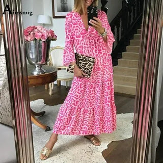 Damen Maxikleid im eleganten Leoprint EB