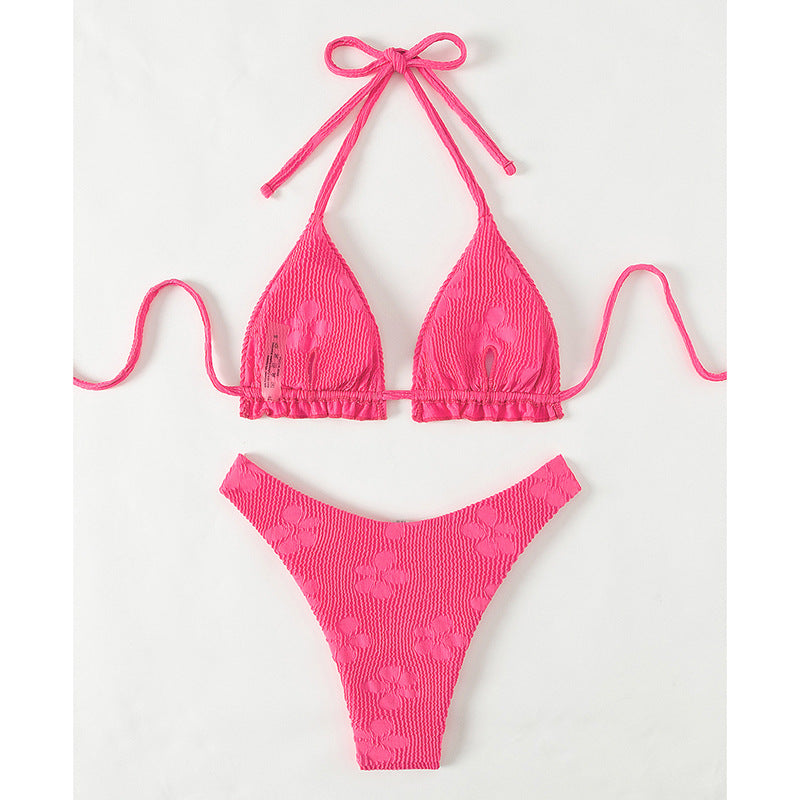 Damen Triangel-Bikini mit raffinierten Rüschen- und Bindedetails EB