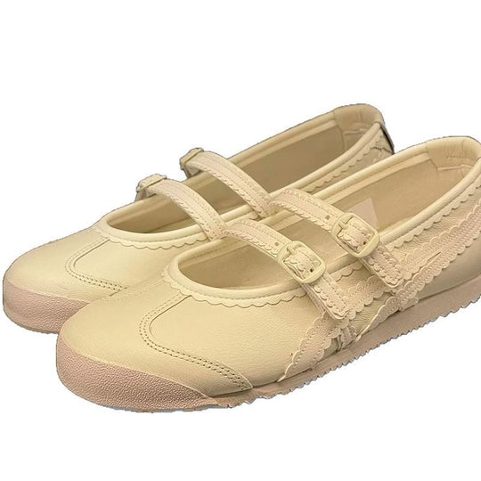 Damen Ballerinas mit verspieltem Riemendesign und hochwertiger Lederoberfläche EB