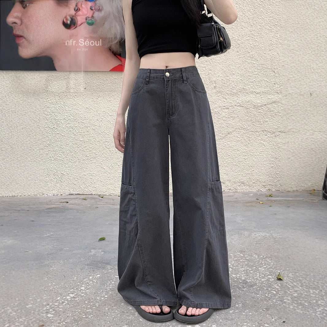 Damen Weite High-Waist Hose mit praktischen Taschen EB