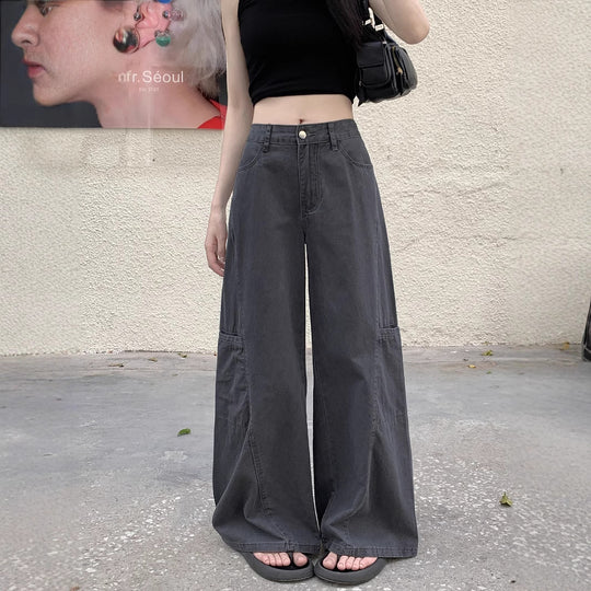 Damen Weite High-Waist Hose mit praktischen Taschen EB