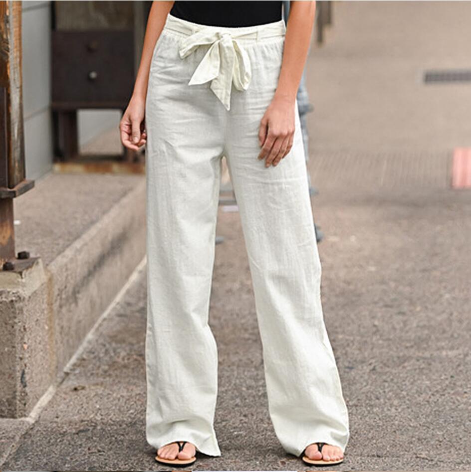 Damen nan weite Leinenhose mit Tunnelzugbund und lässigem Komfortschnitt EB