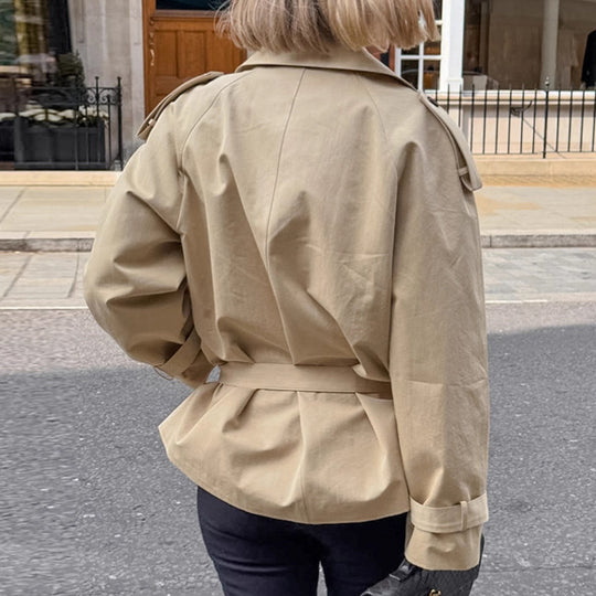 Damen modische Trenchcoatjacke mit Gürtel und großzügigem Schnitt EB