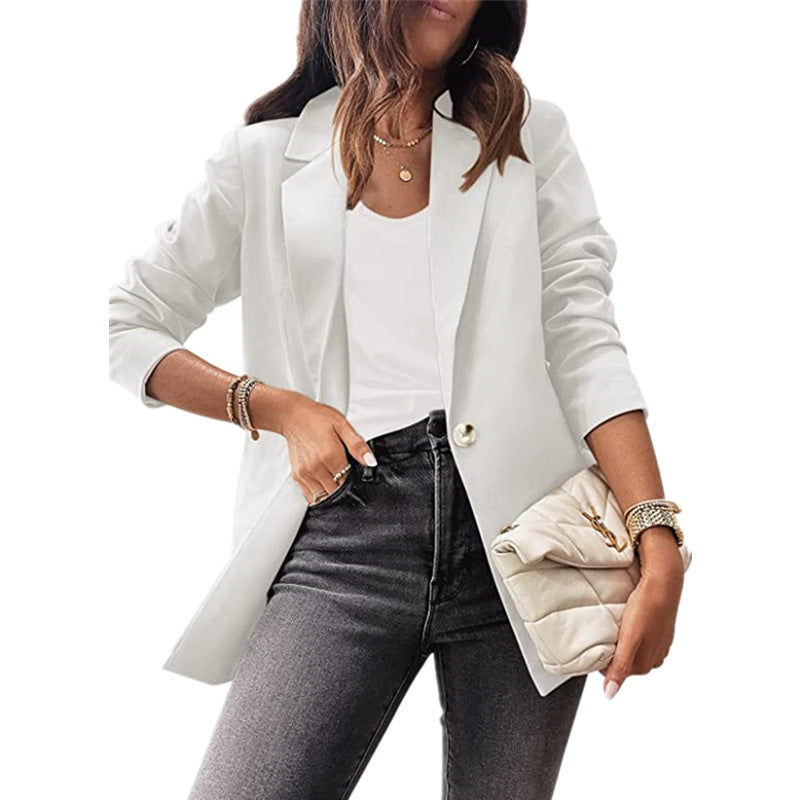 Damen eleganter Blazer mit ausgefallenem Schnitt und dezenten Knopfdetails EB