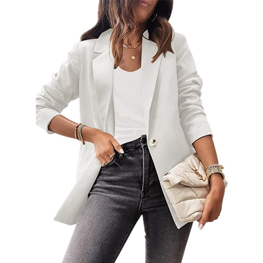Damen eleganter Blazer mit ausgefallenem Schnitt und dezenten Knopfdetails EB