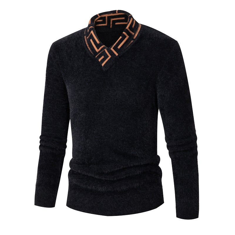 Herren modischer Pullover mit schickem Stehkragen und strukturiertem Design EB