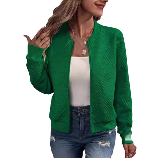 Damen lässige Zip-Jacke mit strukturiertem Design EB