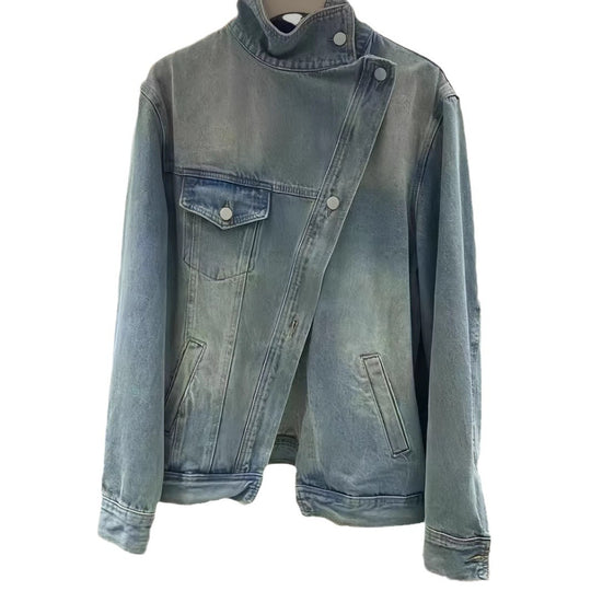 Damen modische Jeansjacke mit asymmetrischem Schnitt EB