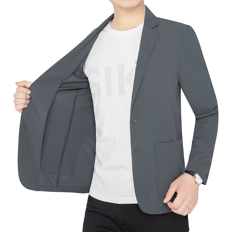Herren Unstrukturierter Stretch Reiseblazer mit aufgesetzten Taschen EB
