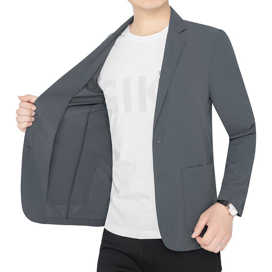 Herren Unstrukturierter Stretch Reiseblazer mit aufgesetzten Taschen EB
